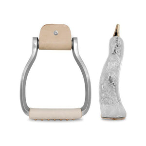 Pool's aluminium and leather tooled western stirrups VA 00337