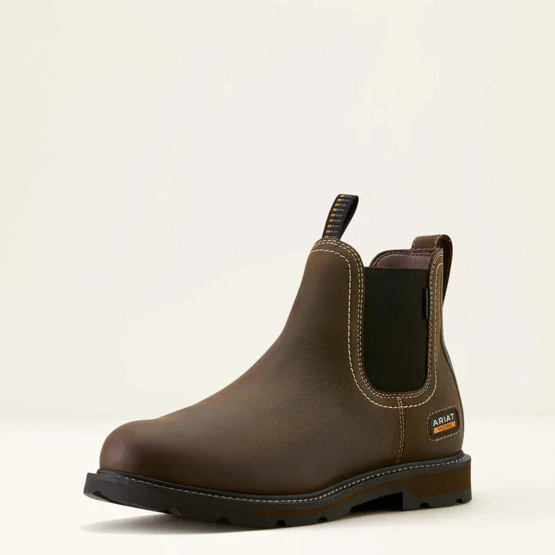 Ariat Groundbreaker chelsea waterproof soft toe work boot for men