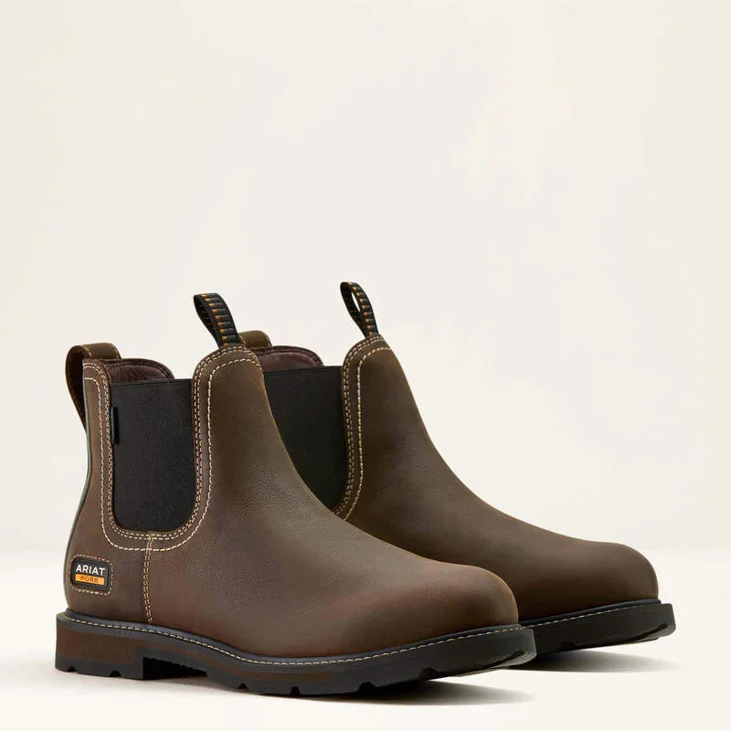 Ariat Groundbreaker chelsea waterproof soft toe work boot for men
