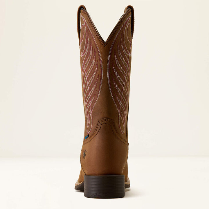 Ariat round up waterproof wide square toe western boot for ladies