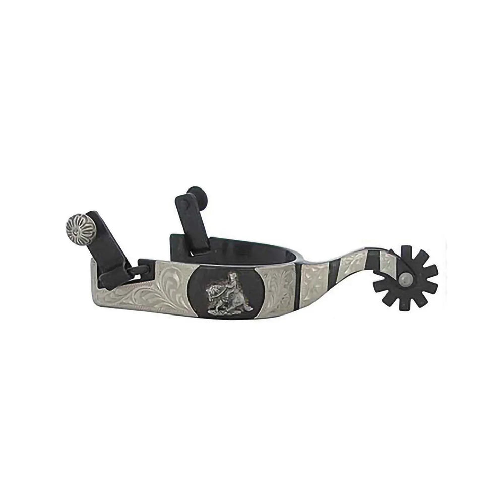 Pool's western black spurs with metal plate reining SR 00263