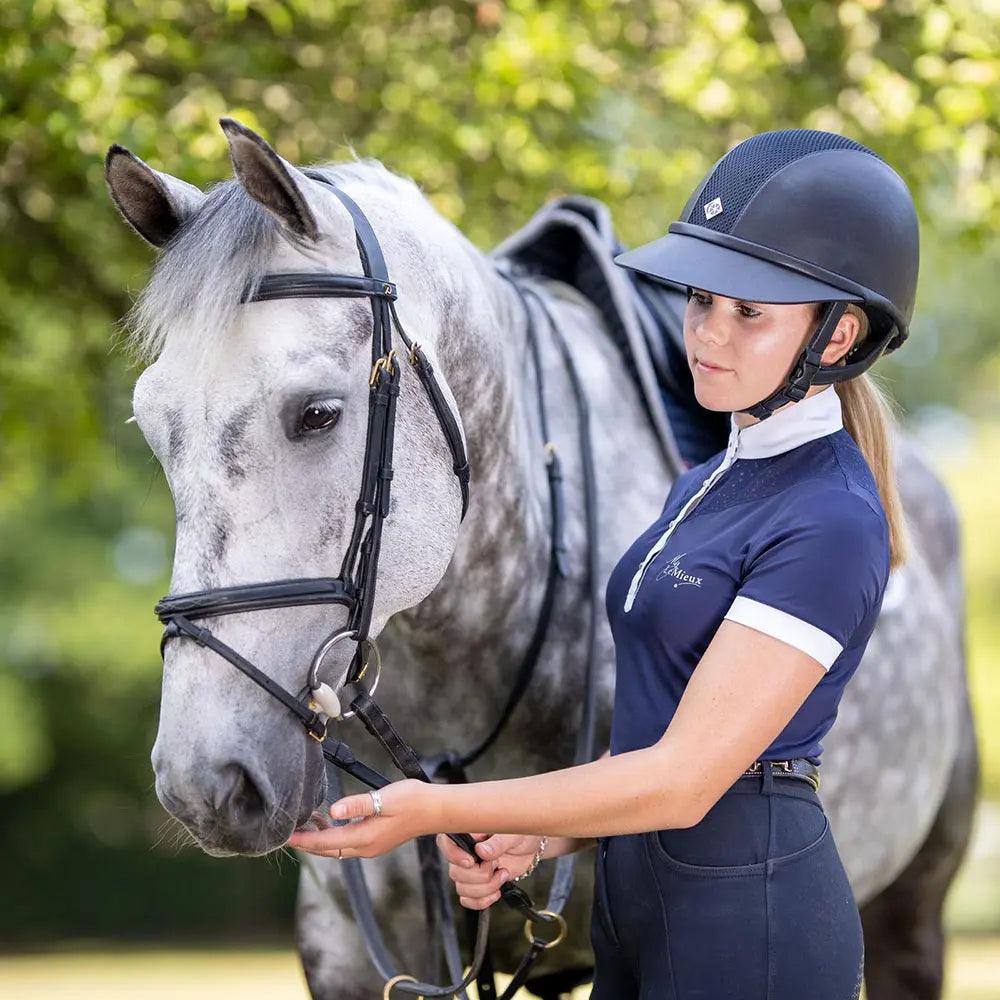 Charles Owen SP8 plus leatherlook helmet with sparkly center Charles Owen