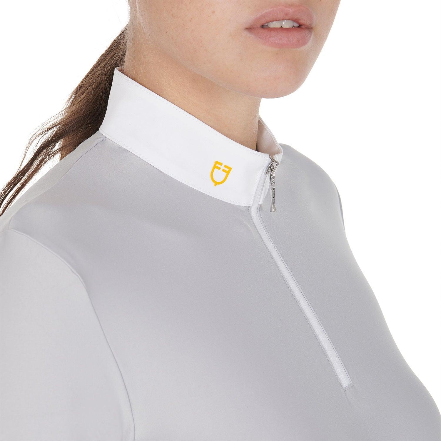 Equestro women's long sleeved polo shirt in technical fleece fabric - HorseworldEU