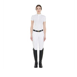 Equestro women's slim fit mandarin collar competition polo shirt - HorseworldEU