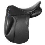A black Stübben Icelandic saddle with preformed knee rolls and D-rings, part of the Benni's Harmony collection.